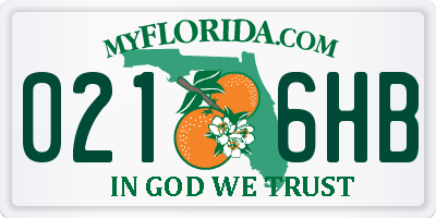 FL license plate 0216HB