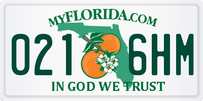 FL license plate 0216HM