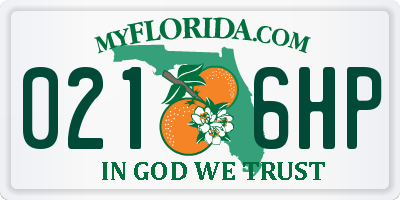 FL license plate 0216HP