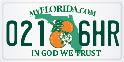 FL license plate 0216HR