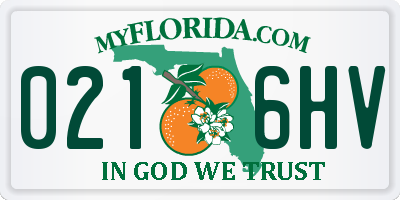 FL license plate 0216HV