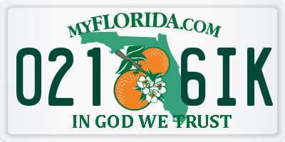 FL license plate 0216IK