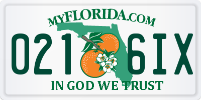 FL license plate 0216IX