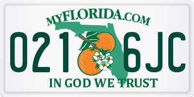 FL license plate 0216JC