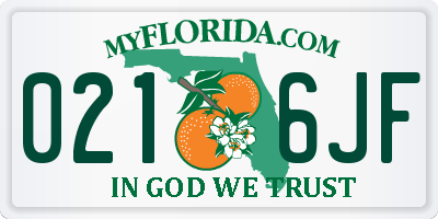 FL license plate 0216JF
