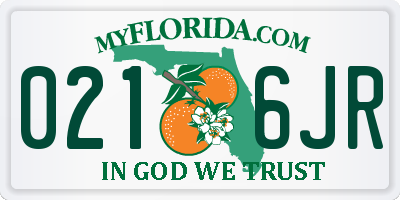 FL license plate 0216JR