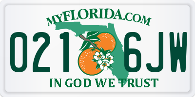FL license plate 0216JW