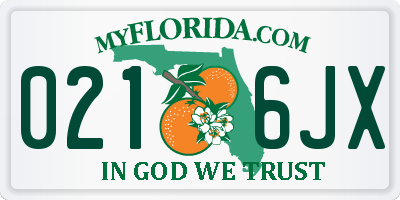 FL license plate 0216JX