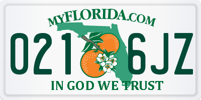 FL license plate 0216JZ