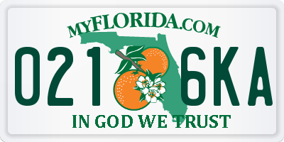 FL license plate 0216KA