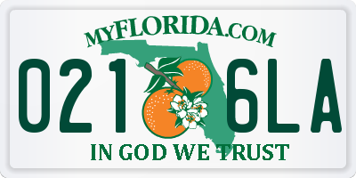 FL license plate 0216LA
