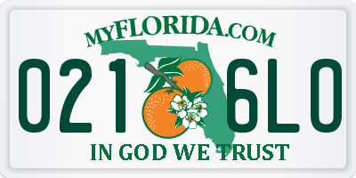 FL license plate 0216LO