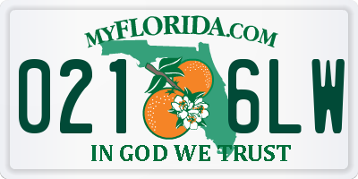 FL license plate 0216LW