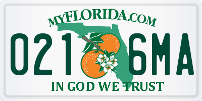 FL license plate 0216MA
