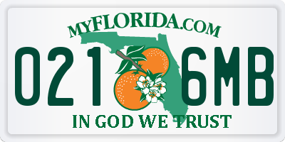 FL license plate 0216MB
