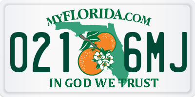 FL license plate 0216MJ