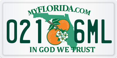 FL license plate 0216ML