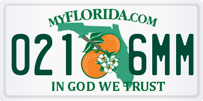 FL license plate 0216MM