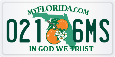 FL license plate 0216MS