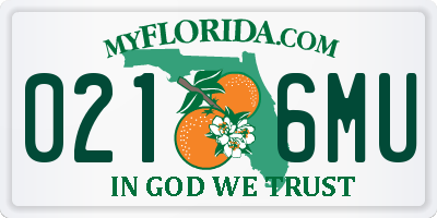 FL license plate 0216MU