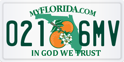 FL license plate 0216MV