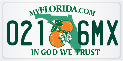 FL license plate 0216MX