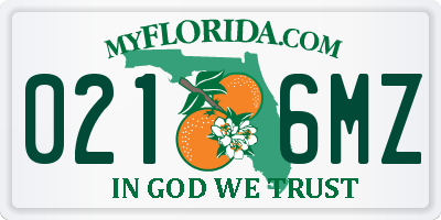 FL license plate 0216MZ