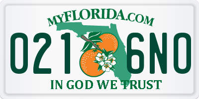 FL license plate 0216NO
