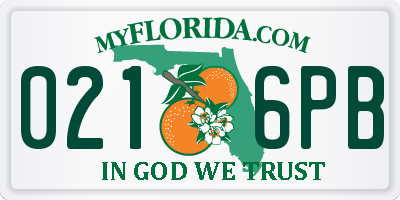 FL license plate 0216PB