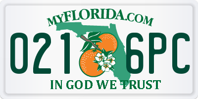 FL license plate 0216PC