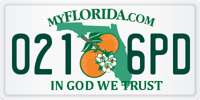FL license plate 0216PD