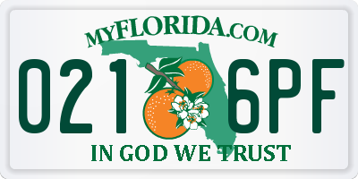 FL license plate 0216PF