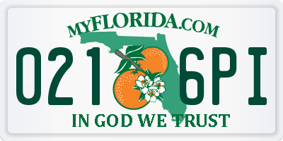 FL license plate 0216PI