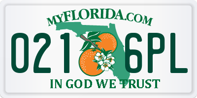 FL license plate 0216PL
