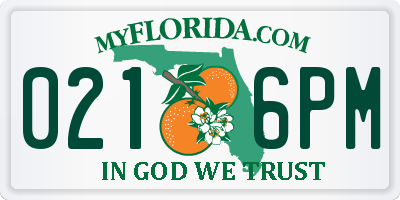FL license plate 0216PM