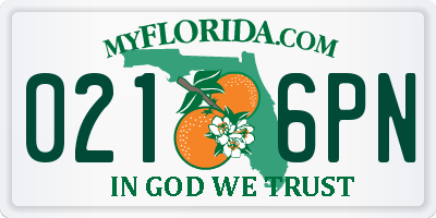 FL license plate 0216PN