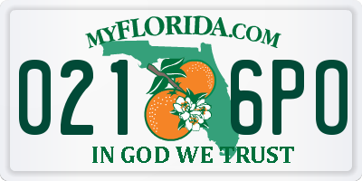FL license plate 0216PO
