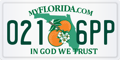 FL license plate 0216PP
