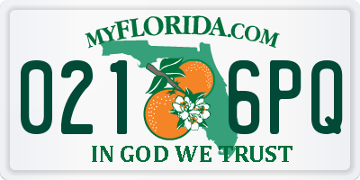FL license plate 0216PQ