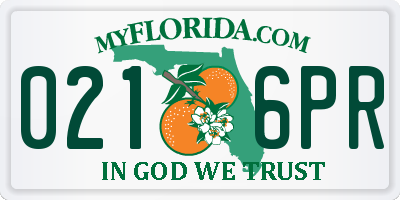 FL license plate 0216PR