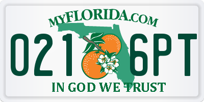 FL license plate 0216PT
