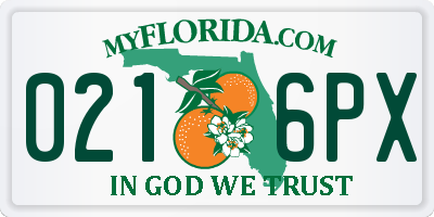 FL license plate 0216PX