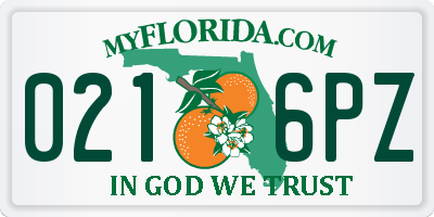 FL license plate 0216PZ