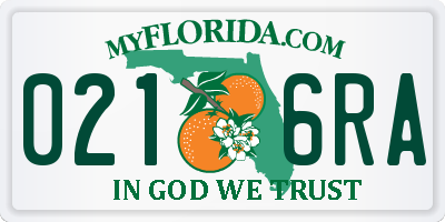 FL license plate 0216RA