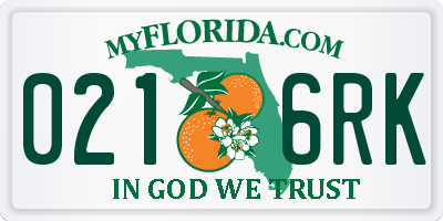 FL license plate 0216RK