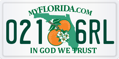 FL license plate 0216RL