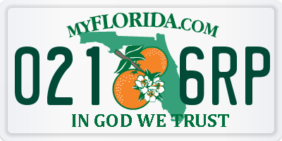 FL license plate 0216RP