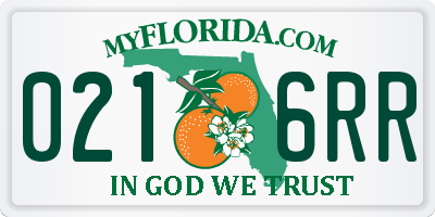 FL license plate 0216RR