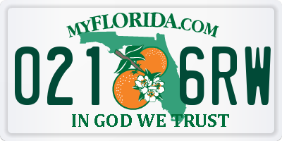 FL license plate 0216RW