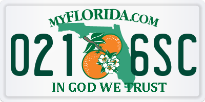 FL license plate 0216SC